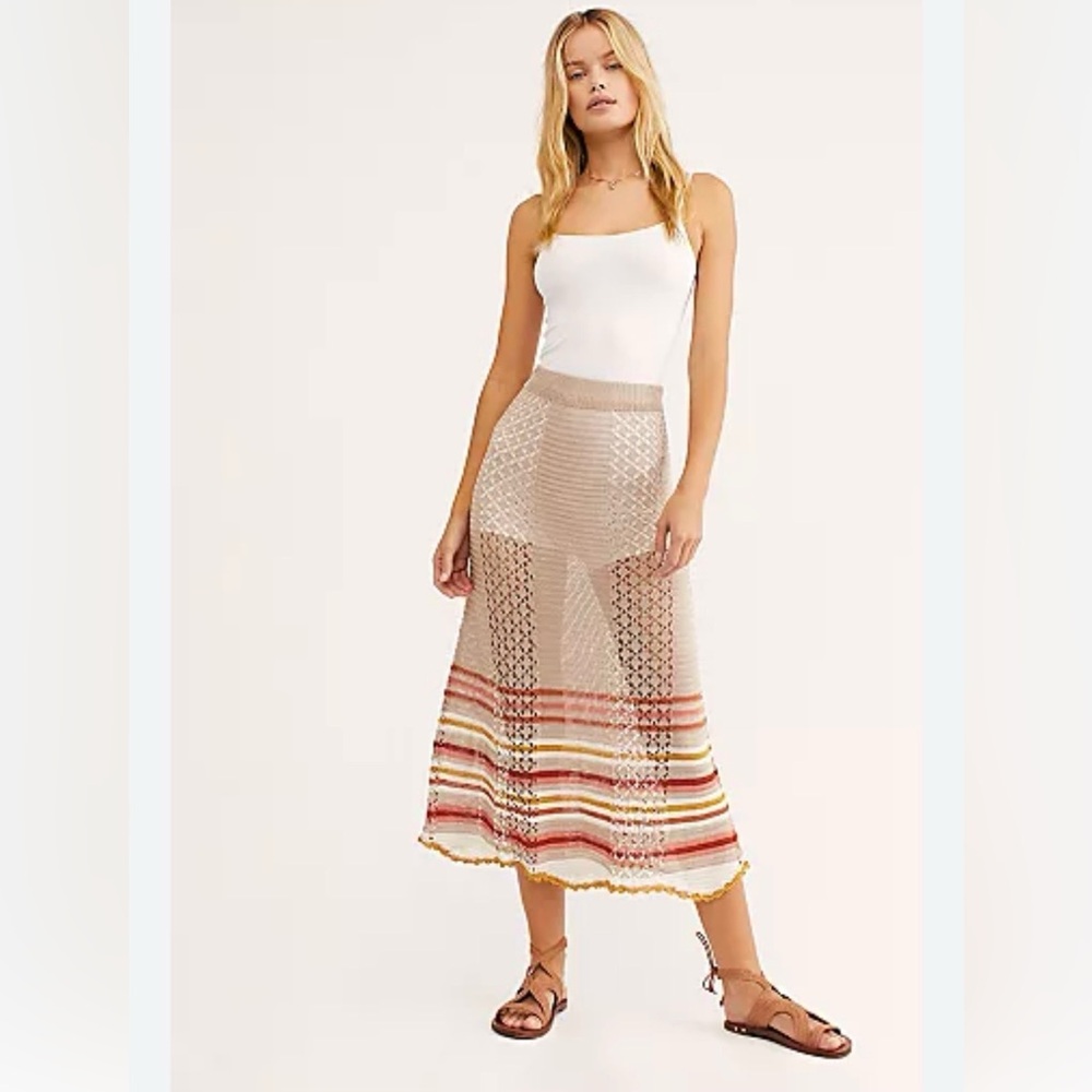 Free People Crochet Knit Dannie Half Slip MIDI Skirt Women’s size Small Pull On